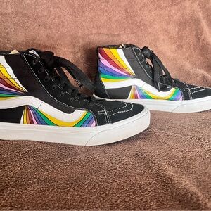 Retro Rainbow Vans High-Top Sneakers